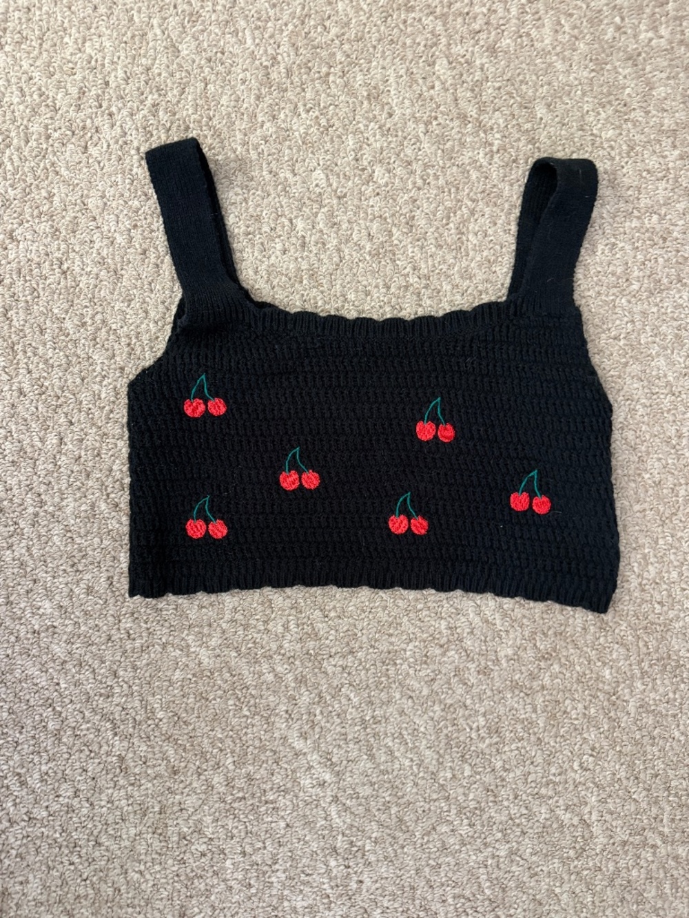 Wild Fable Black Knit Cherry sweater crop top Part of matching set